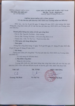 Thông báo niêm yết công khai