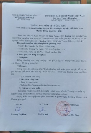 Thông báo niêm niết công khai.