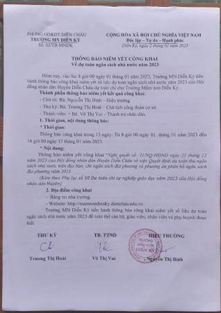 Thông báo niêm yết coong khai