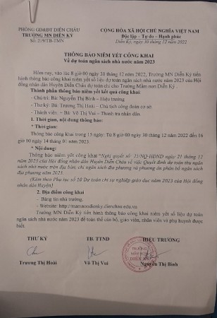 Thong bao niem yet cong khai ve du toan chi ngan sach nha nuoc nam 2023