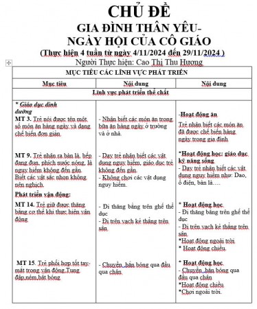 kế hoạch giáo dục cao huong