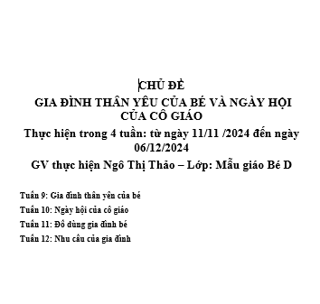 khcsgd  khgd chủ đề gia đình, từ 11 tháng 10 đến 6 tháng 12  bé D