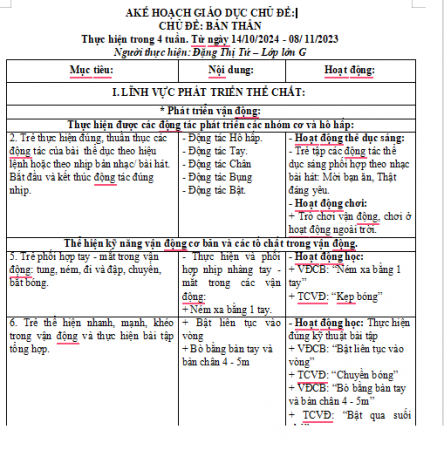 Khgd bản thân lớn G