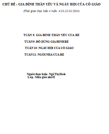 MỤC TIÊU  GIÁO DỤC  Gia đinh  HOÀI nhỡ E