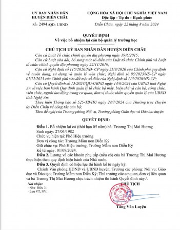 QĐ bổ nhiệm lại  Mai hương
