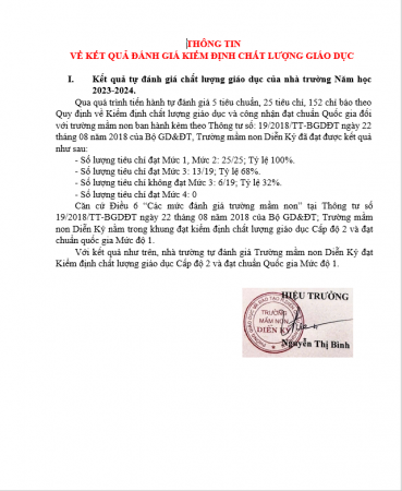 Thông tin về đánh giá KĐCL