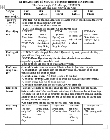 tuần 11 gia đình Bé E