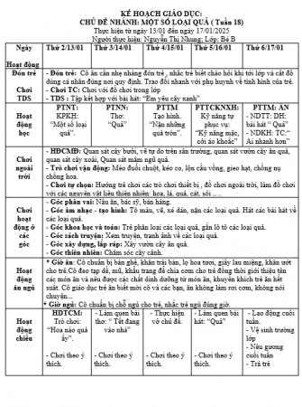 Kế hoạch tuần 18 BÉ B