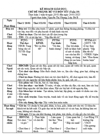 Kế hoạch tuần 19 Bé B