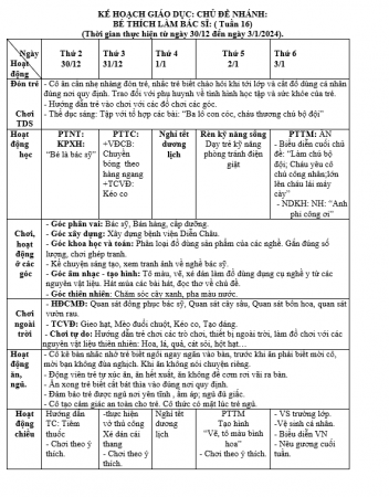 KH tuần 16 nn Bé E