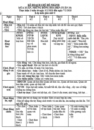 KH TUẦN 20 Nhỡ C