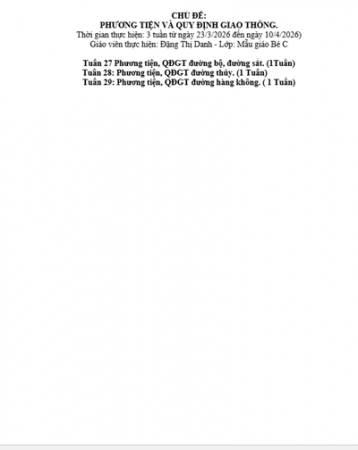 MỤC TIÊU CHỦ ĐỀ PHƯƠNG TIỆN GIAO THÔNG