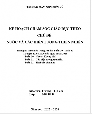KHVSDD KHGD ( nước HTTN)