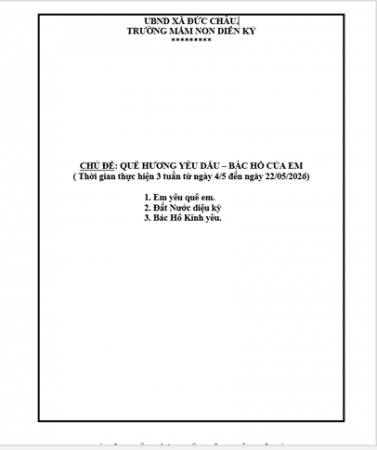 CHỦ ĐỀ QUÊ HƯƠNG ĐẤT NƯỚC BÁC HỒ