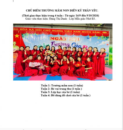 NHỠ B3 MỤC TIÊU TRƯỜNG MẦM NON