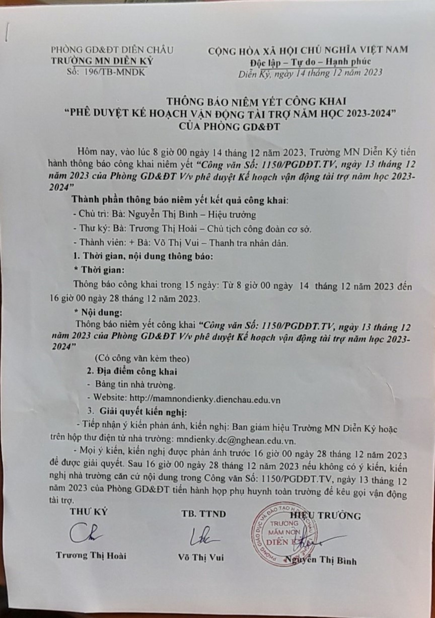 Thong bao niem yet cong khai KHVĐTT cua PGD