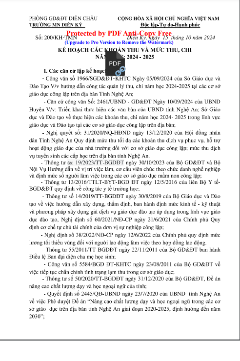 Kế hoạch thu và mức thu