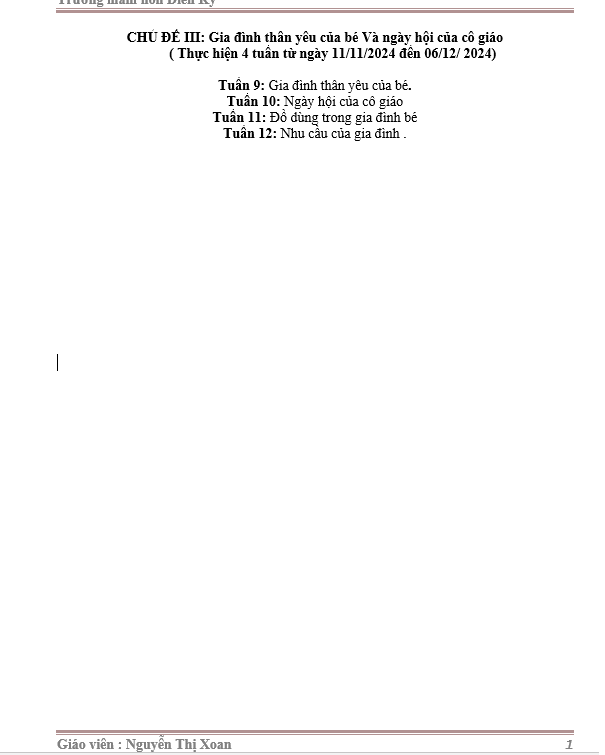 KH CS GD gia đình Bé E