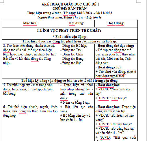 Khgd bản thân lớn G