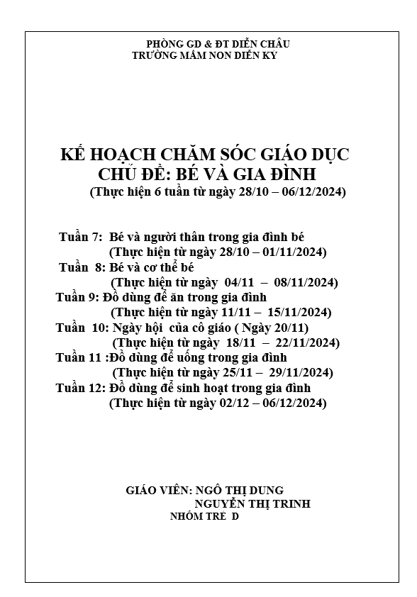 KHGD  chủ đề bé và gia đình  D