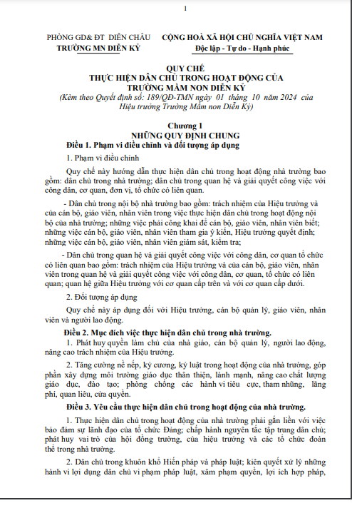 Quy chế thực hiện dân chủ trong HĐ của TMN