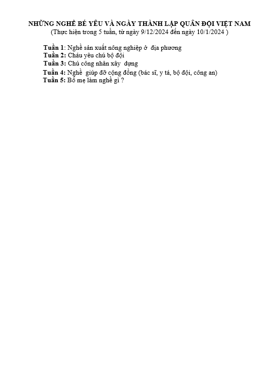 KH Chăm sóc VS  GD chủ đề Nghề nghiệp Lớn H