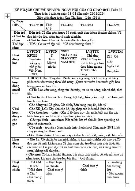 KH tuần 10