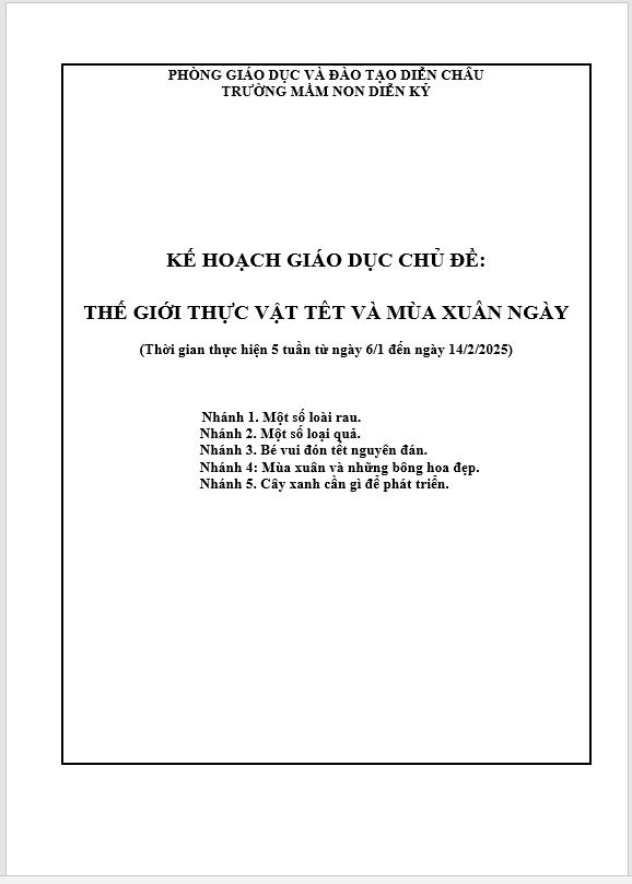 CHỦ ĐỀ THỰC VẬT LỚP BÉ C