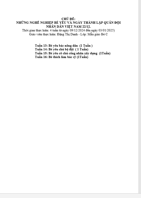 KẾ HOẠCH NGÀNH NGHỀ