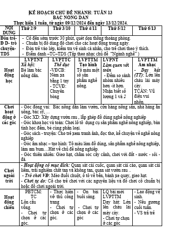 khgdcđ nhánh bác nông dân, tuần 13