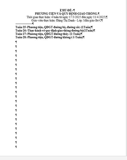 MỤC TIÊU CHỦ ĐỀ PHƯƠNG TIỆN GIAO THÔNG