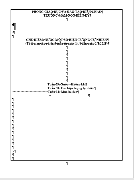 MỤC TIÊU CHỦ ĐỀ NƯỚC VÀ HIỆN TƯỢNG TỰ NHIÊN