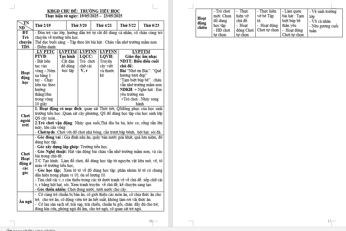 kế hoạch giáo dục tuần 35 chủ đề QH ĐN BH TTH TỪ ngày 19/5 đến 23/5 LỚN G LIÊN