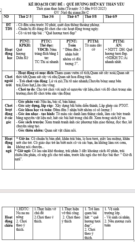 KHT33 nhánh diễn kỷ quê em ,từ 5 đến 9 tháng 5 năm 2025,bé c