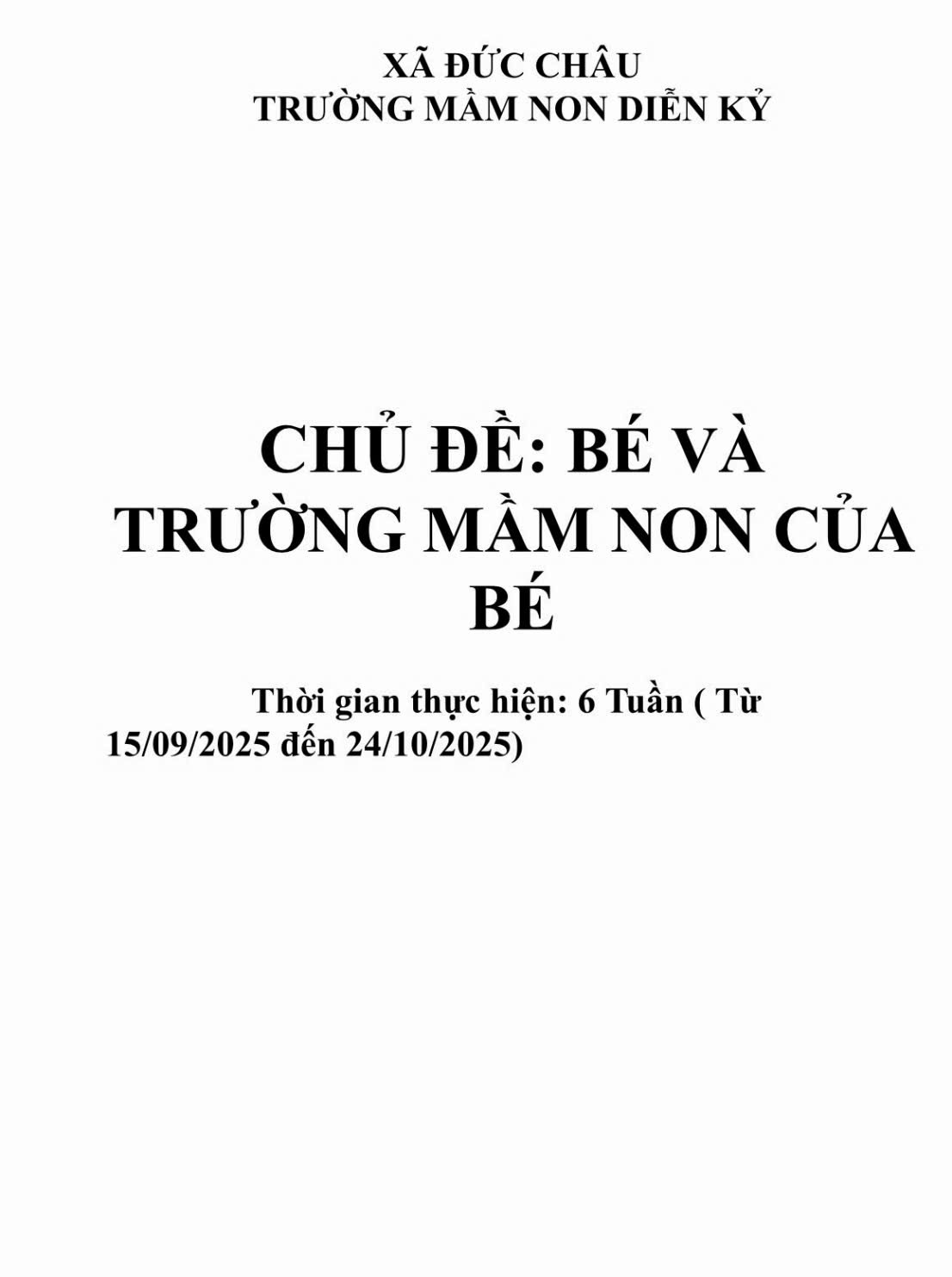 MT bé, trường mầm non của bé