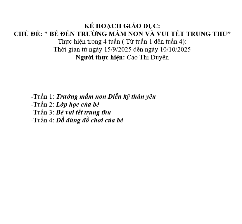 Mục tiêu mn duyên 3t