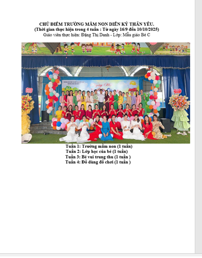 MỤC TIÊU VÀ KẾ HOẠCH DINH DƯỠNG CHỦ ĐỀ DINH DƯỠNG