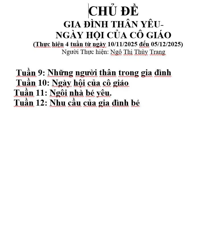 Kế hoạch chăm sóc- giáo dục chủ đề Gia đình NHỡ B (10/11- 05/12)