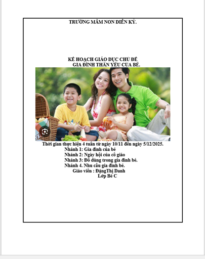 MỤC TIÊU CHỦ ĐỀ GIA ĐÌNH BÉ