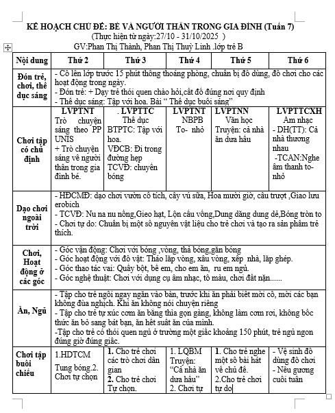 tuần 7   bé và gia đình