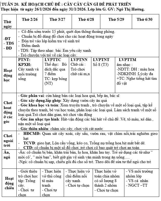KHT 20 thực vật Hường lớn G