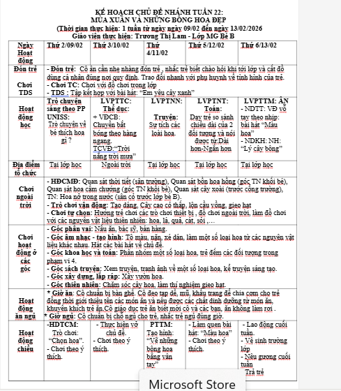 Bé B- KHT 22- CĐ Thực vật- Lam