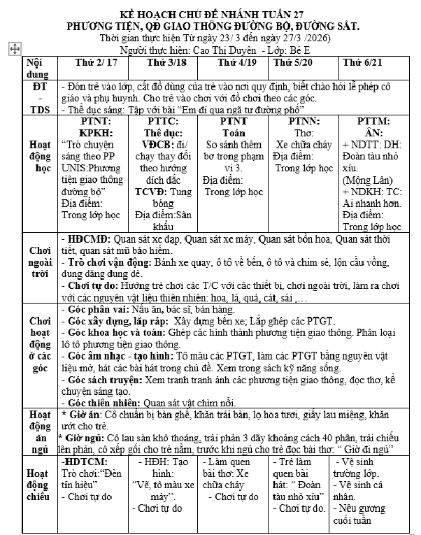 KHt Giao thong Tuan 27 be E