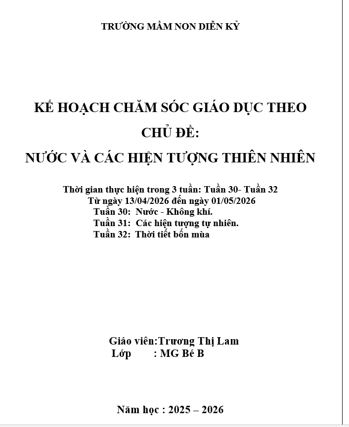 KHVSDD KHGD ( nước HTTN)