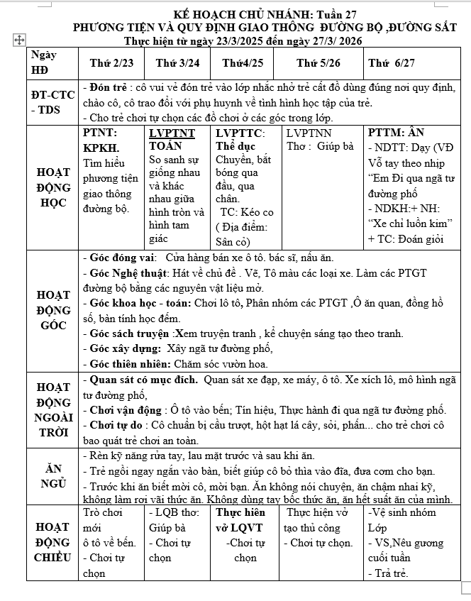 TUẦN 27 GIAO THÔNG