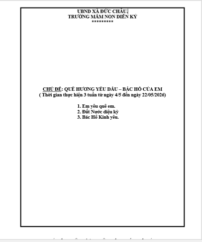 CHỦ ĐỀ QUÊ HƯƠNG ĐẤT NƯỚC BÁC HỒ