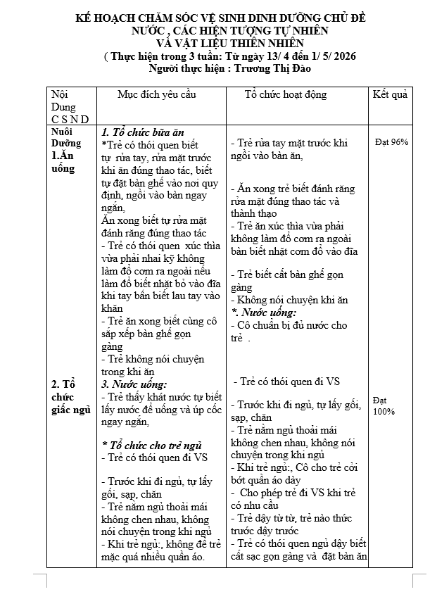kế hoạch vệ sinh nhttn 4G Đào