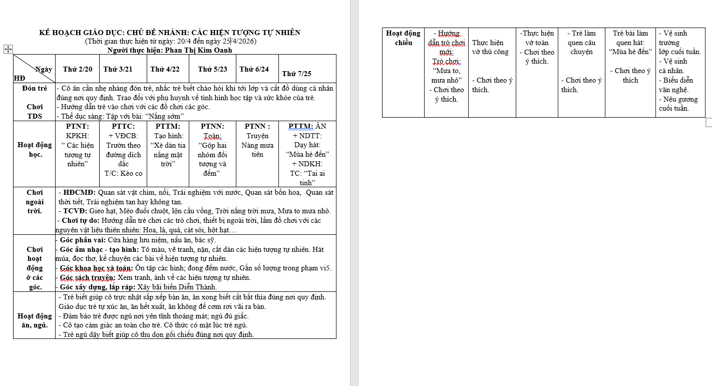 KHGD. CÁC HIỆN TƯỢNG TỰ NHIÊN.OANH.BÉ E. TUẦN 31