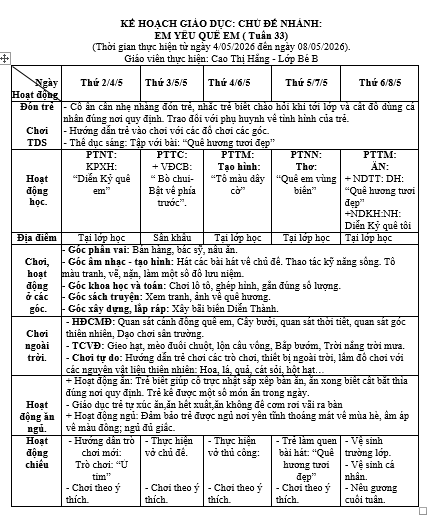 KHT 33 - CĐ Quê hương- Đất nước- bác Hồ- bé b- Hằng