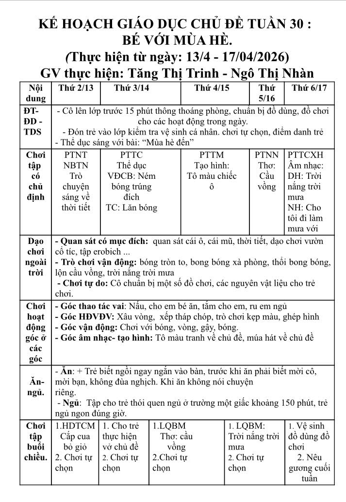 KHT30 BÉ VỚI MÙA HÈ TRẺ A TRINH